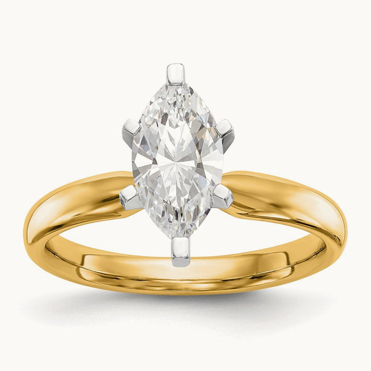1.5ct. Tulip-Head Comfort-Fit Marquise Solitaire Mounting, 14K Two-tone
