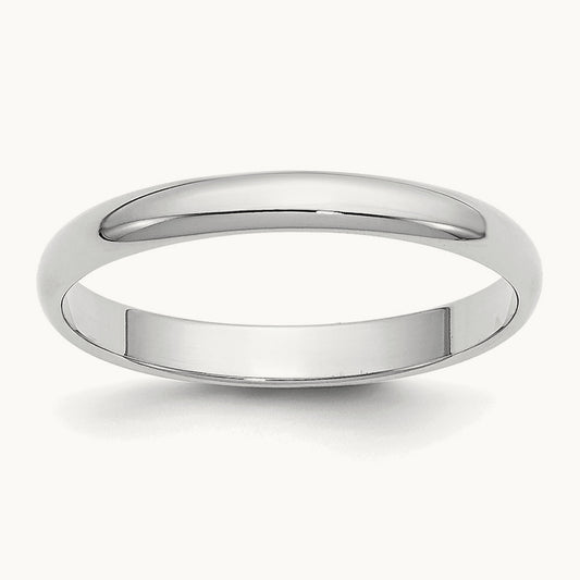 Half Round Band, 2.5mm, 10K White Gold