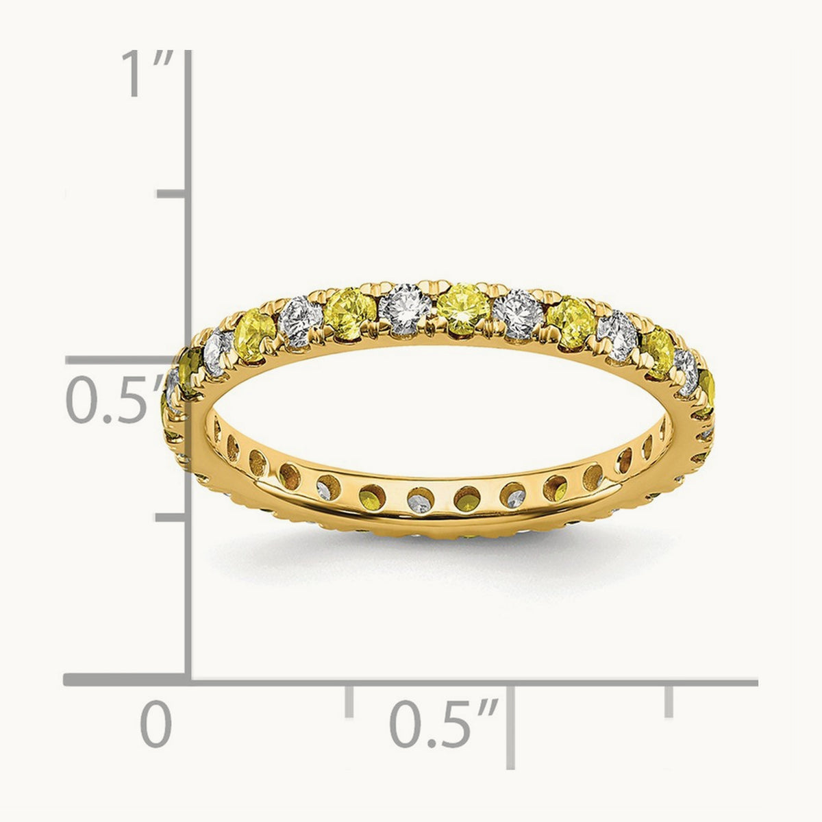 Created Yellow Sapphire Eternity Band, 0.25-0.50 ct tw Lab-Grown Diamond — 14K Yellow Gold