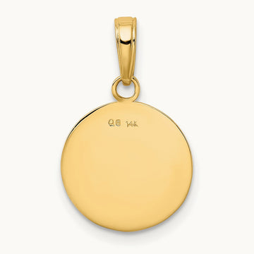 Polished Baseball Closed Back Pendant, 14K Gold