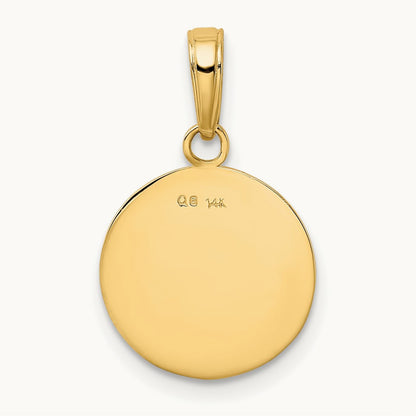 Polished Baseball Closed Back Pendant, 14K Gold