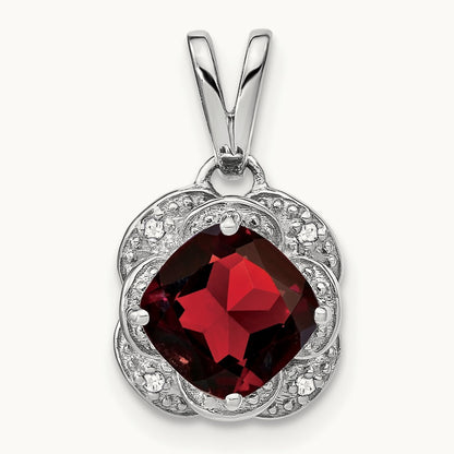 Cushion Garnet and Diamond Pendant — photo set