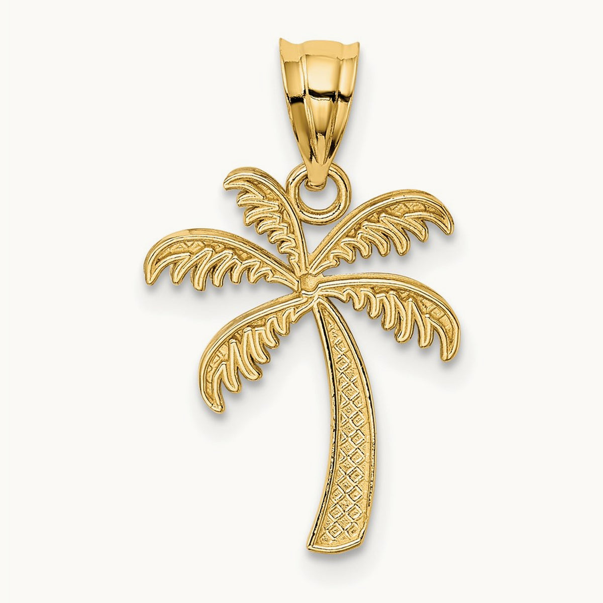 Palm Tree Pendant — 14K Yellow Gold & Rhodium, 18mm