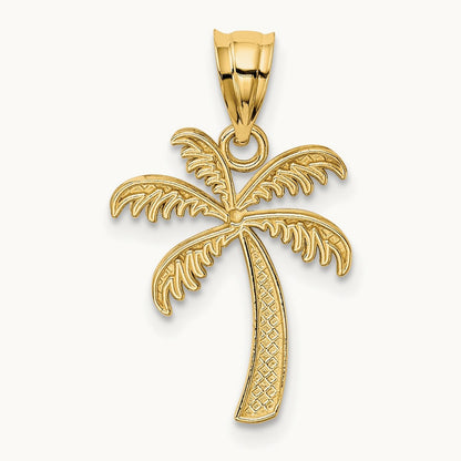 Palm Tree Pendant — 14K Yellow Gold & Rhodium, 18mm