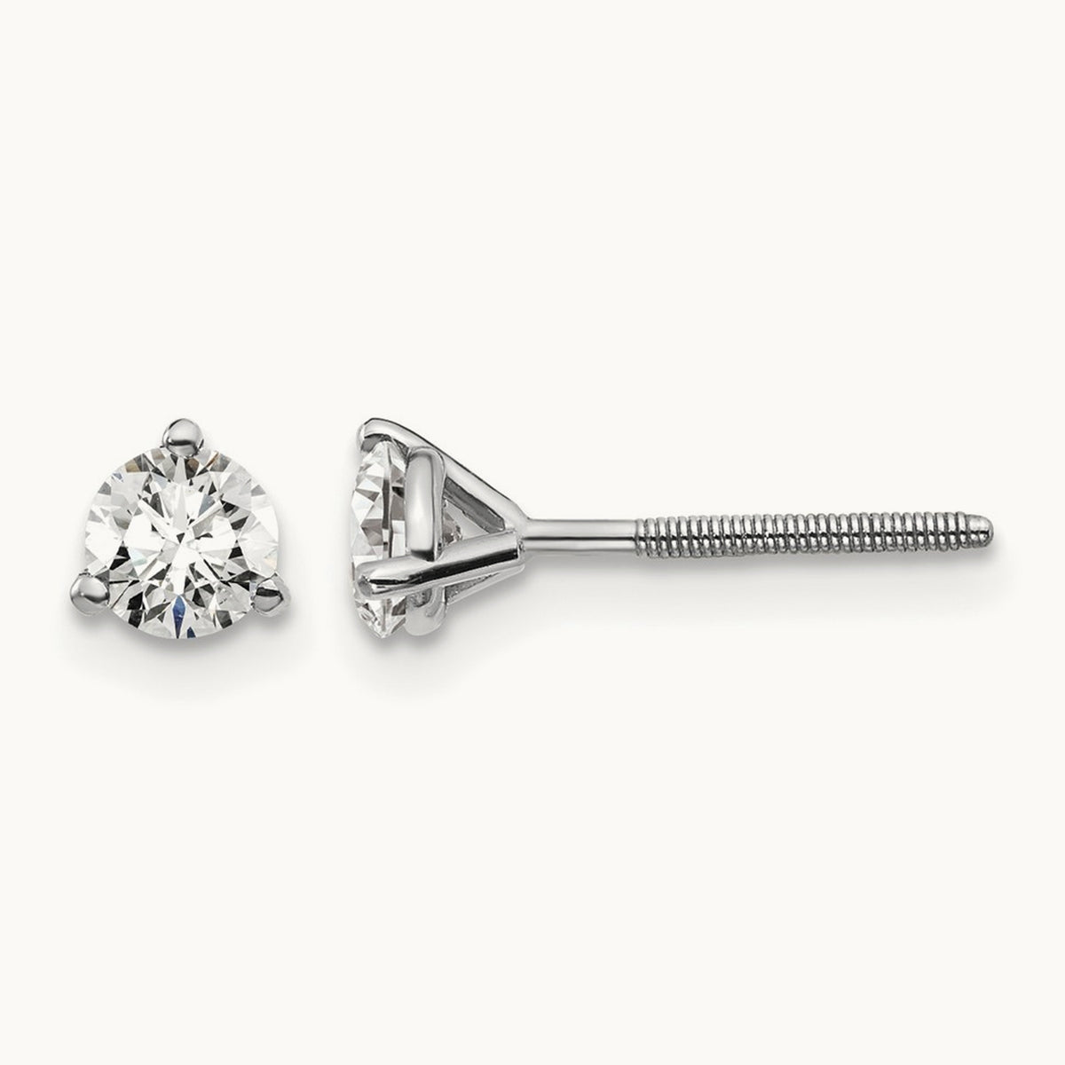 Round Stud Earrings, 0.10-6.00 ct tw Lab-Grown Diamond — 1/2 ct, 18K White Gold