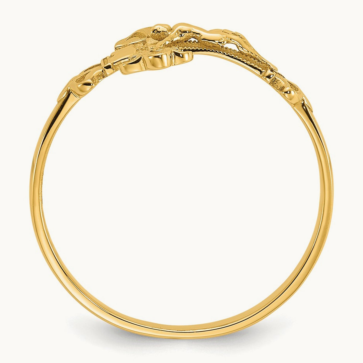Diamond Cut Crucifix Ring, 14K