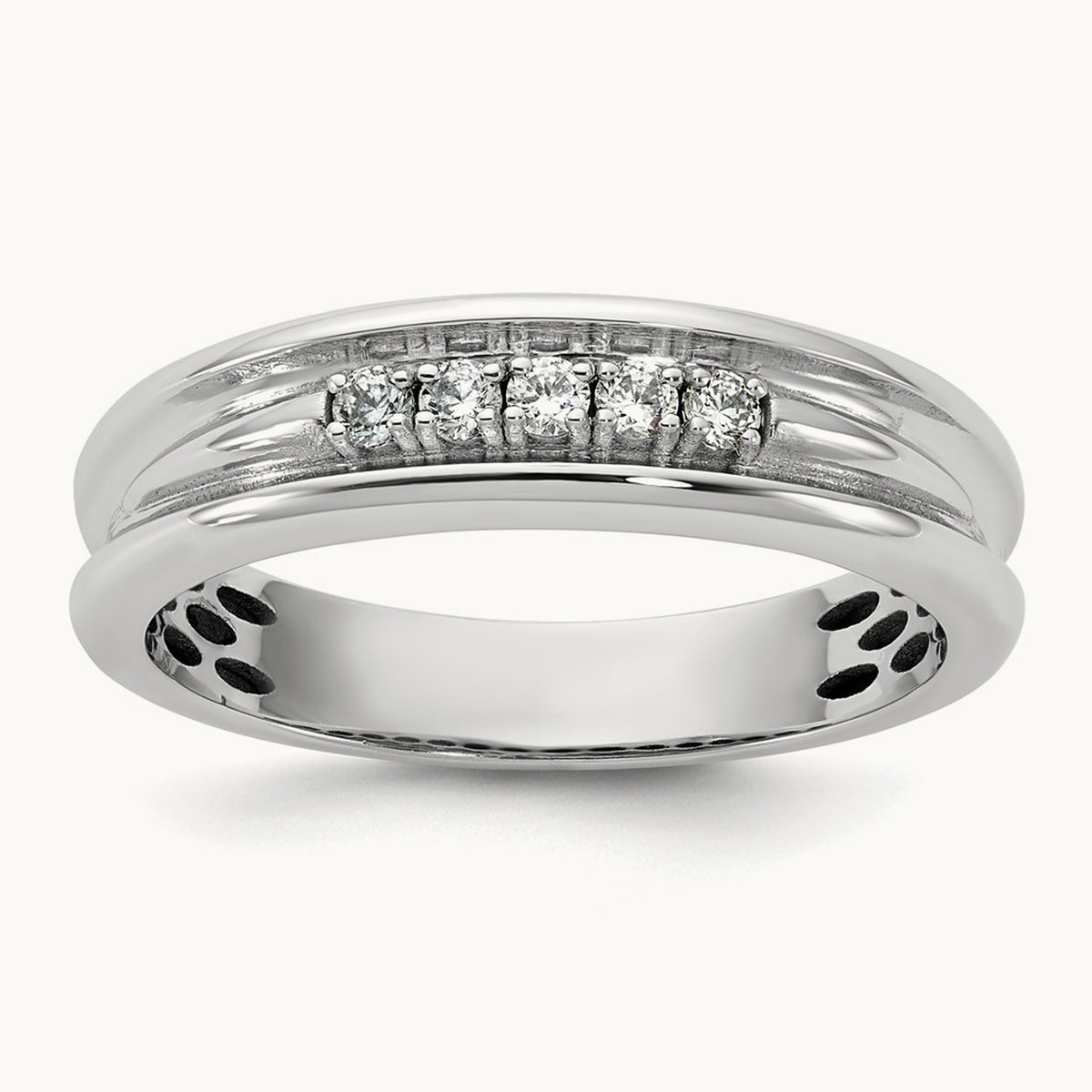 Setting: IB Goodman Men's Polished 5-Stone Diamond Ring Mounting, 14K Gold — 14K White Gold