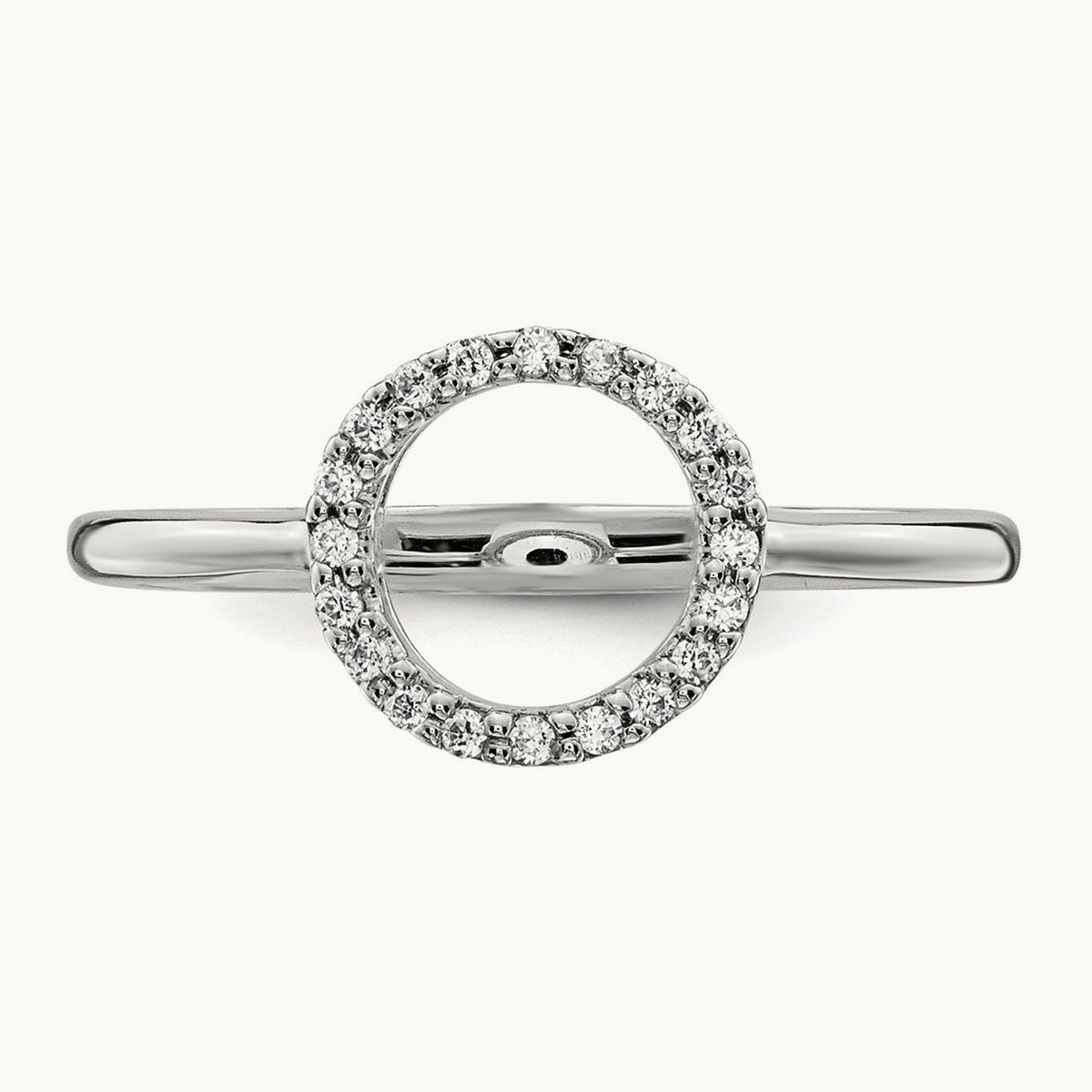 Diamond Open Circle Ring — 14K White Gold
