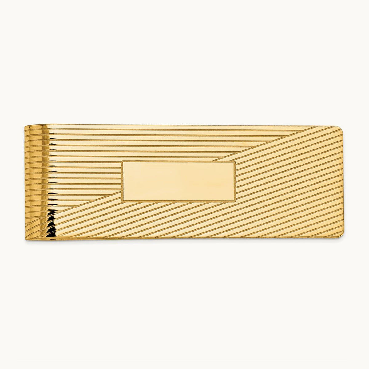 Men's Grooved Polished Money Clip, 14K