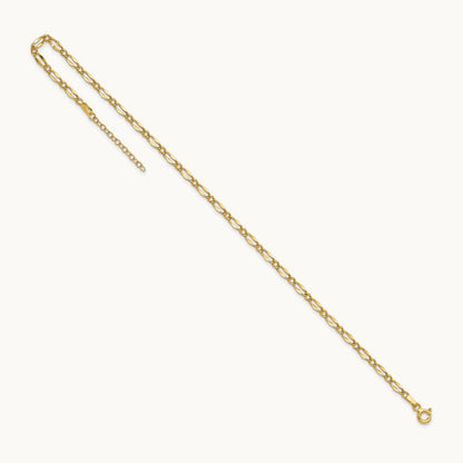 Polished Fancy Link 9in Plus 1in extension Anklet, 14K