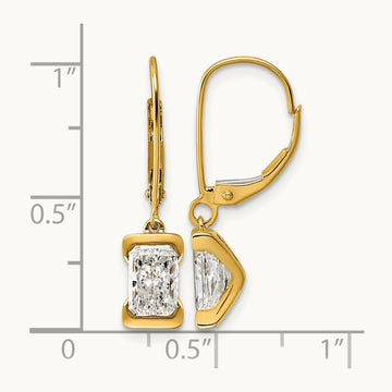 Emerald Leverback Earrings, 2.00 ct tw Lab-Grown Diamond