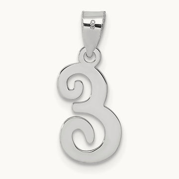 White Gold Script Letter E Initial Pendant, 14K White Gold