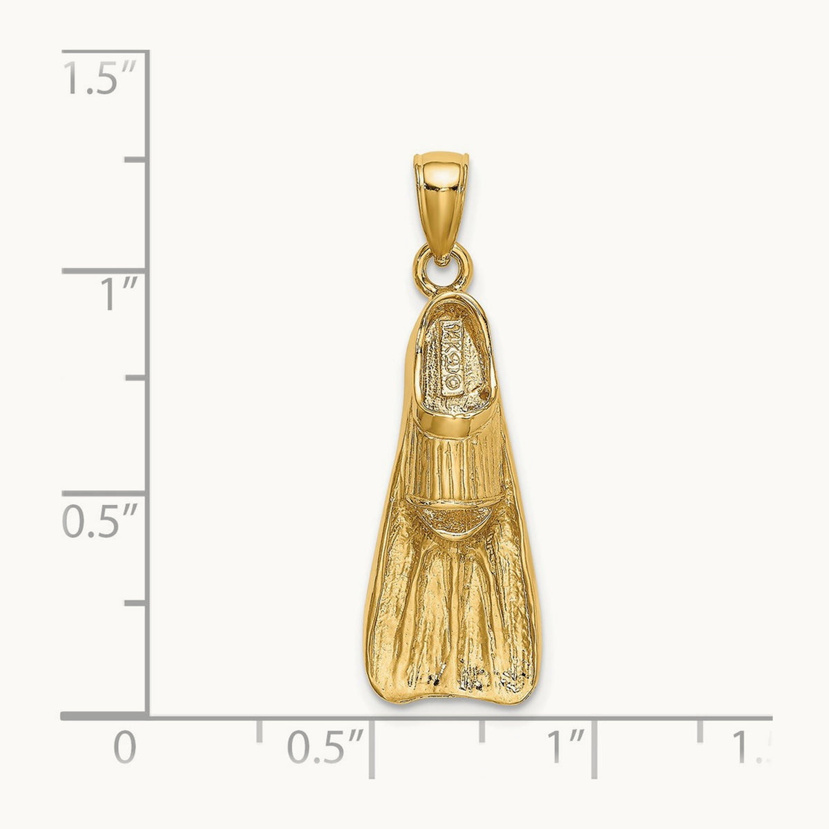 3-D Scuba Flipper Charm — 14K Yellow Gold, 34.95mm