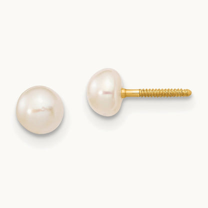 Madi K 4- White Freshwater Cultured Pearl Bracelet & Earring Set, 5mm, 14K