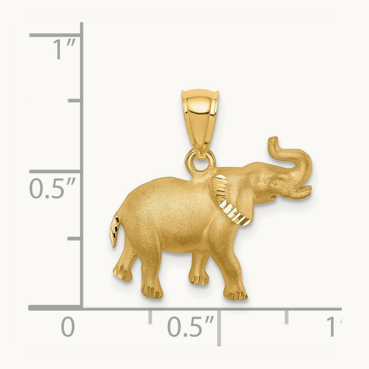 Brushed Diamond-cut Elephant Pendant, 14K