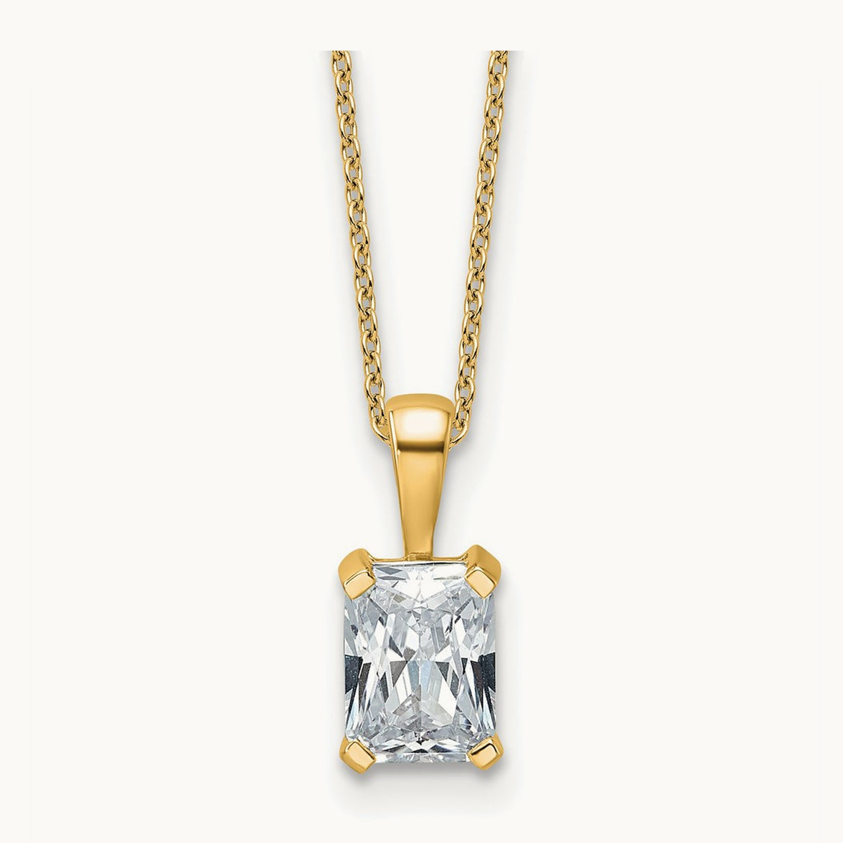 Radiant Pendant Necklace, 0.50-2.00 ct tw Lab-Grown Diamond — 1 1/2 ct, 14K Yellow Gold