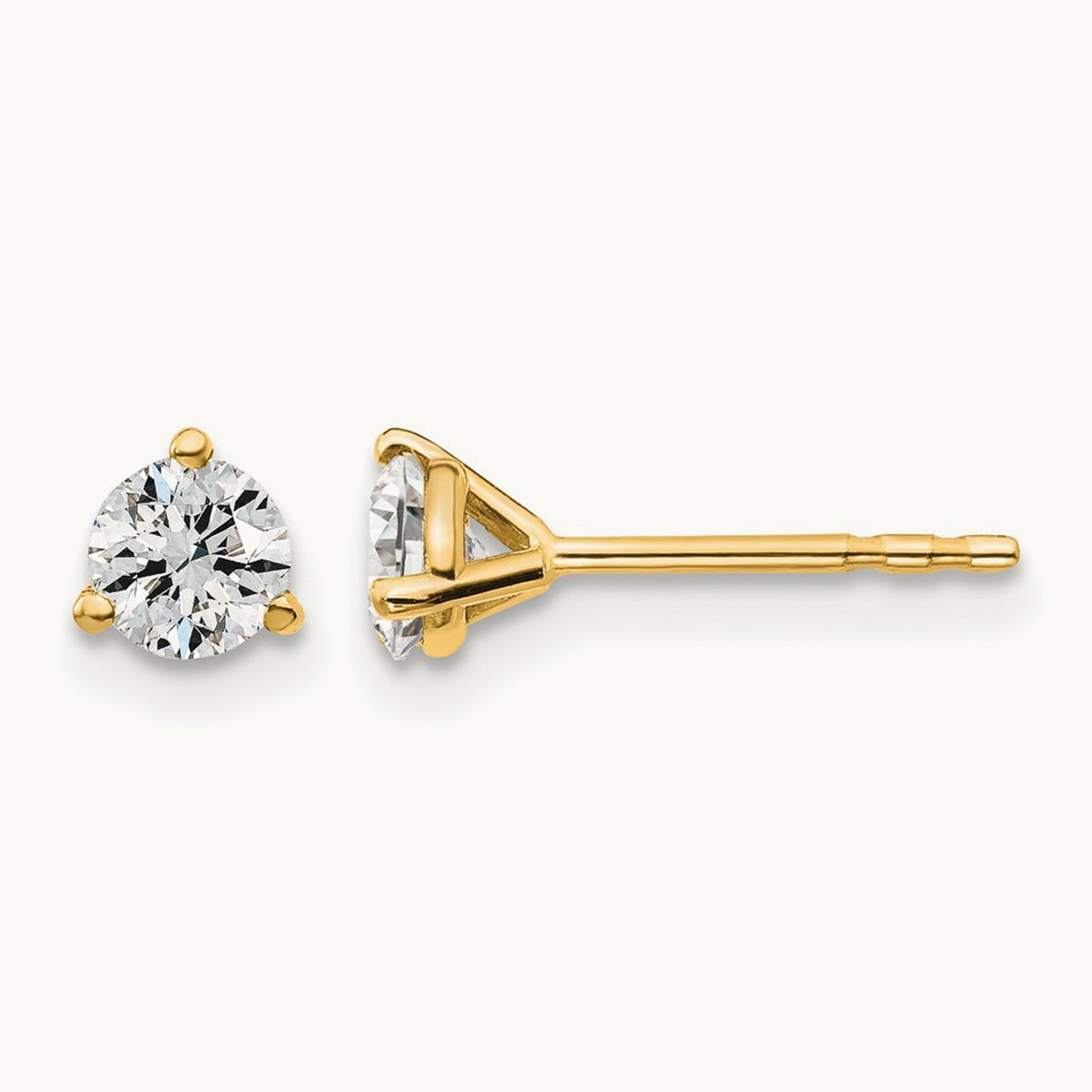 Round Stud Earrings, 0.10-6.00 ct tw Lab-Grown Diamond — 1/2 ct, 14K Yellow Gold