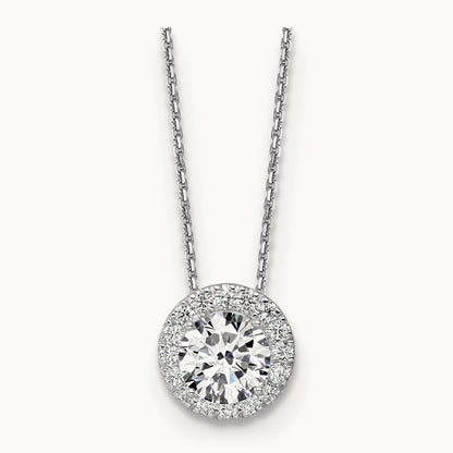 Halo Pendant Necklace, 2.50 ct tw Lab-Grown Diamond — 14K White Gold