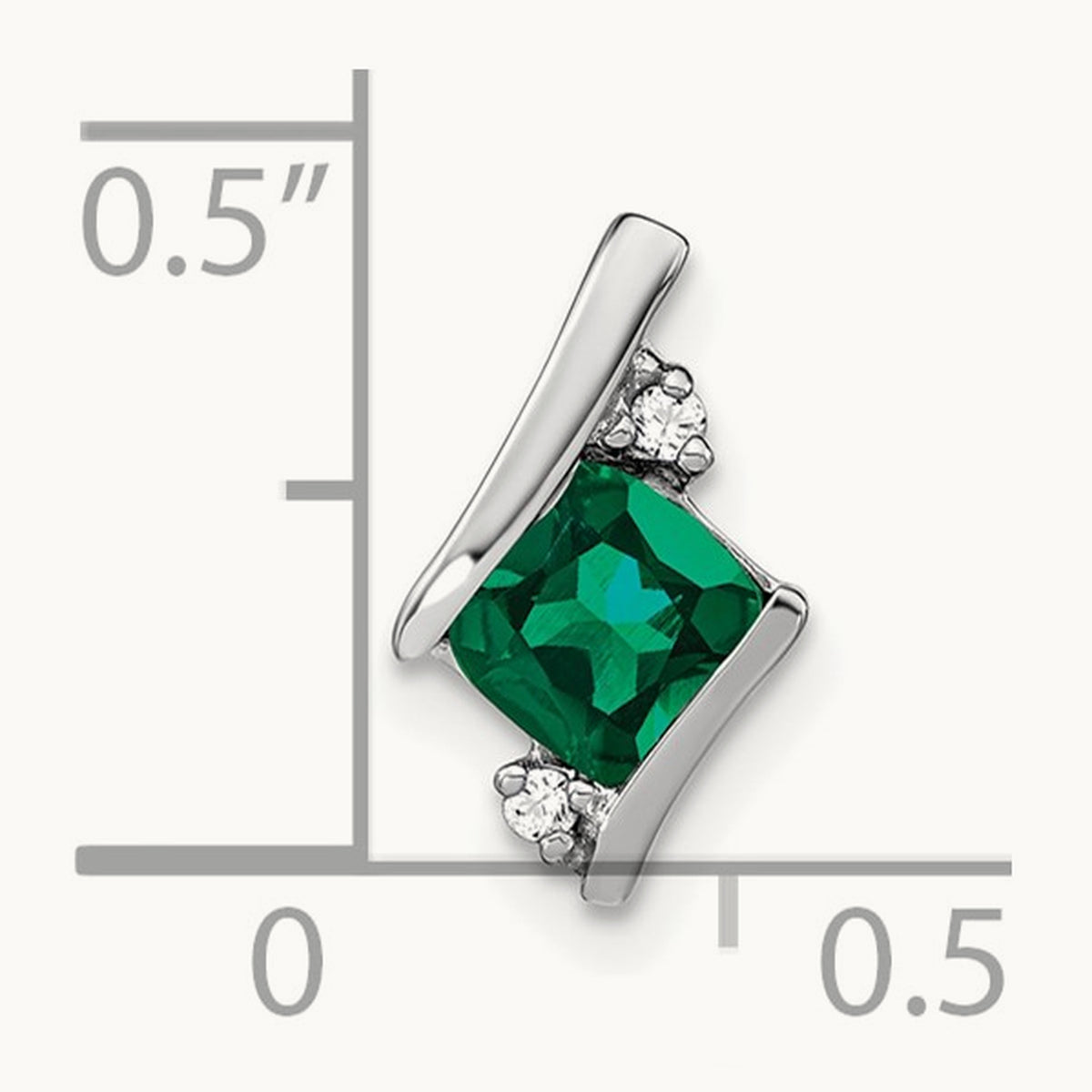 Cushion Cr. Emerald and Diamond Chain Slide, 14K White Gold