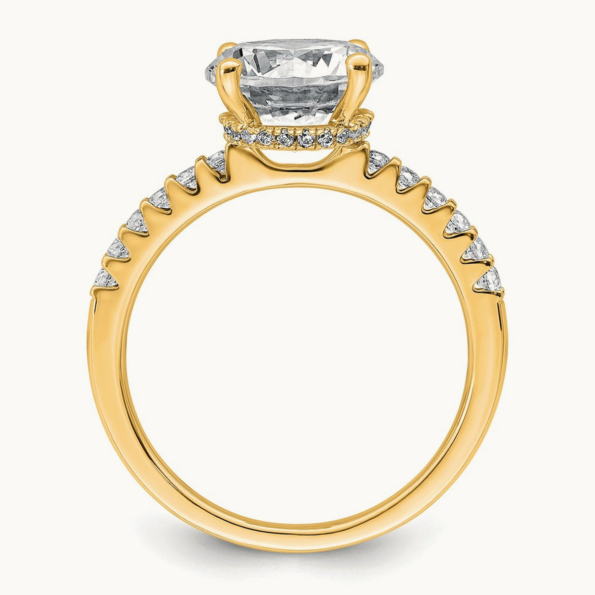 Round Engagement Ring, 1.25-2.75 ct tw Lab-Grown Diamond — 2 3/4 ct, 14K Yellow Gold