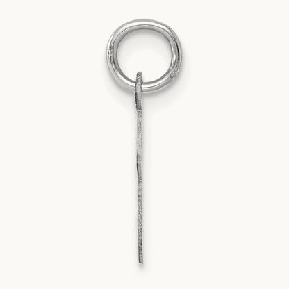 Small Script Letter F Initial Charm, 14K White Gold