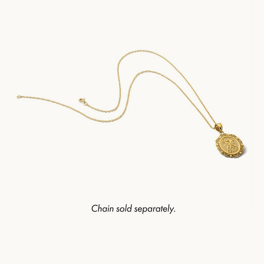 Solid Satin Polished Gemini Zodiac Oval Pendant, 14K
