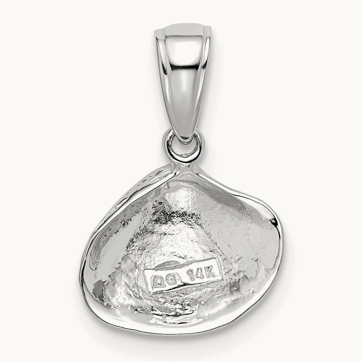 Small Clam Shell Pendant — 14K White Gold