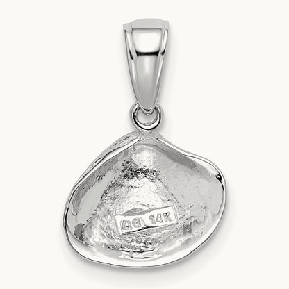 Small Clam Shell Pendant — 14K White Gold