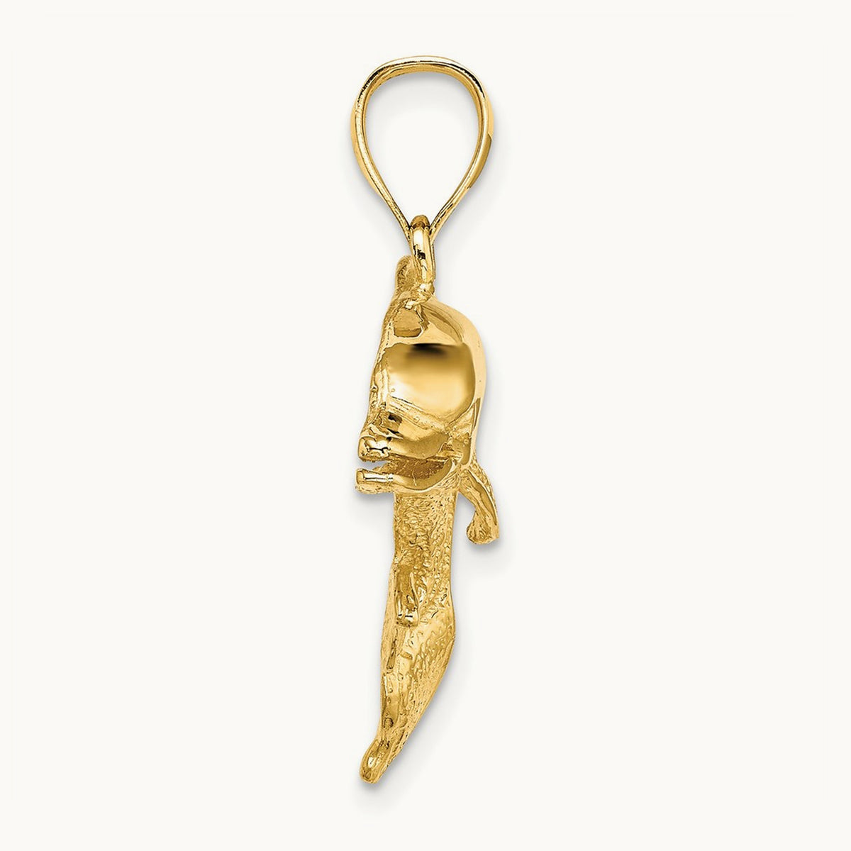 Polished and Textured Open Mouth Dolphin Charm, 14K