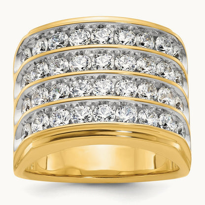 IBGoodman Men's Polished 4-Row Diamond Ring, 14K with White Rhodium