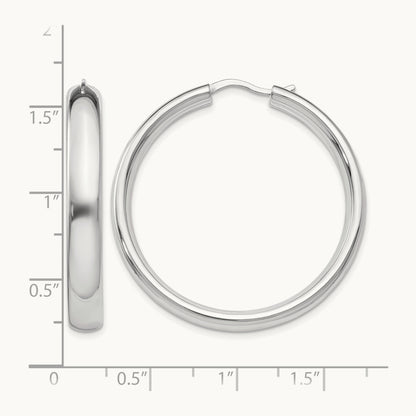 Rhodium-plated Half Round Tube Earrings — 5mm
