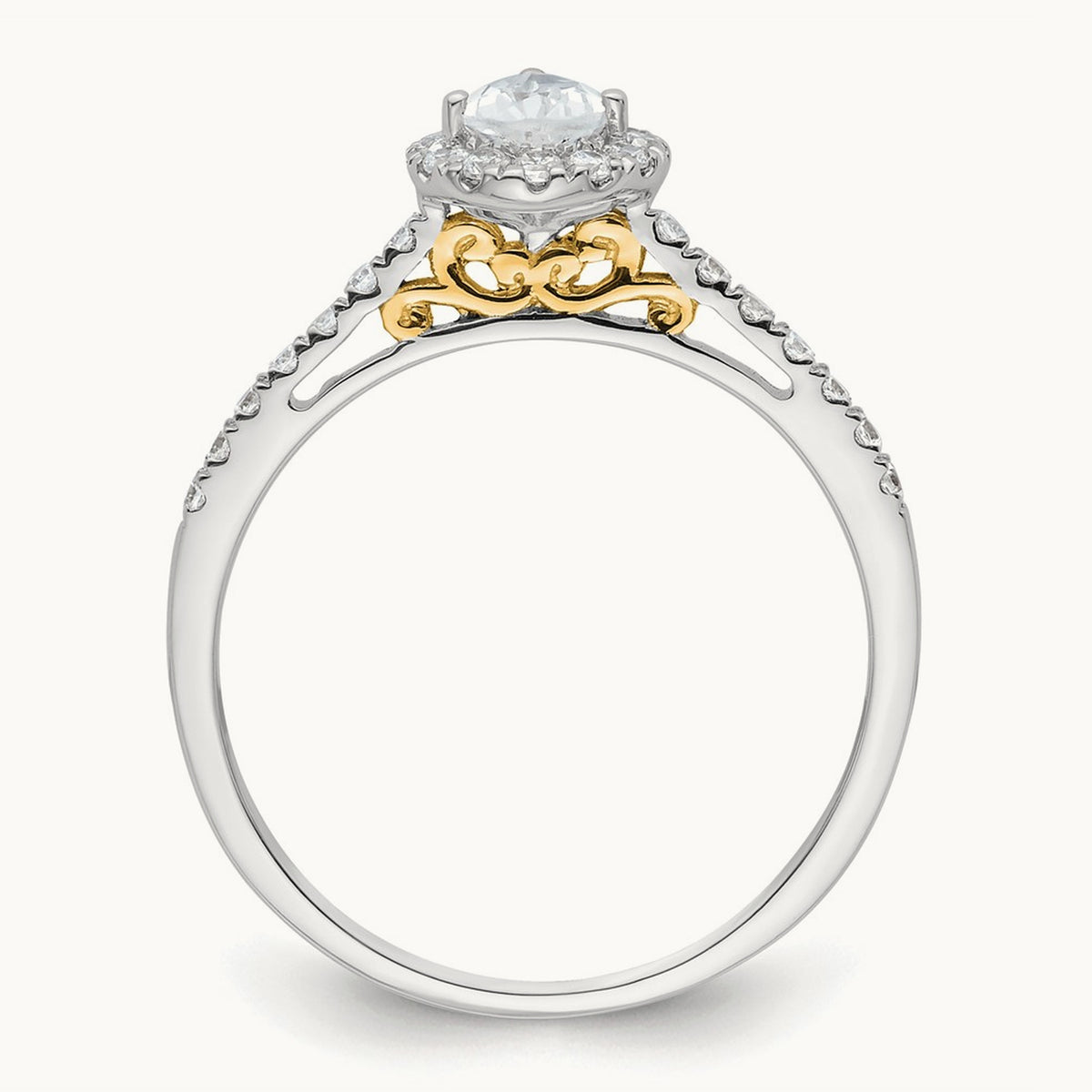 Pear Halo Semi-Mount Engagement Ring, 0.25 ct tw — 2/7 ct, 14K Two-Tone