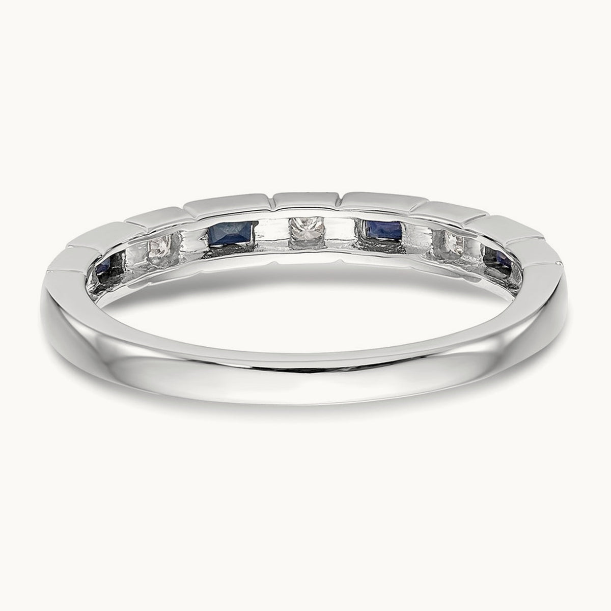 Diamond w/Sapphire Band, 14K White Gold