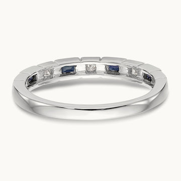Diamond w/Sapphire Band, 14K White Gold