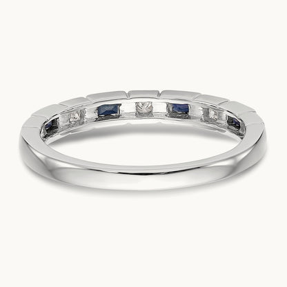 Diamond w/Sapphire Band, 14K White Gold