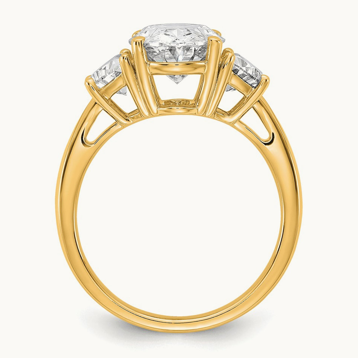 Half Moon and Oval Semi-Mount Engagement Ring, 0.50-1.00 ct tw Lab-Grown Diamond — 1 ct, 14K Yellow Gold