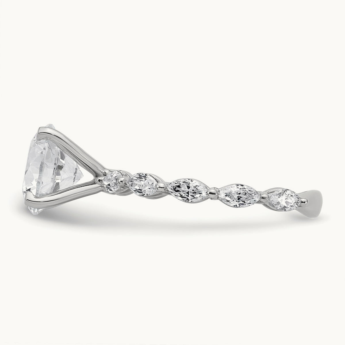 Round Semi-Mount Engagement Ring — 14K White Gold, 7