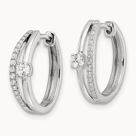Fashion Hinged Hoop Earrings, 0.50 ct tw Lab-Grown Diamond