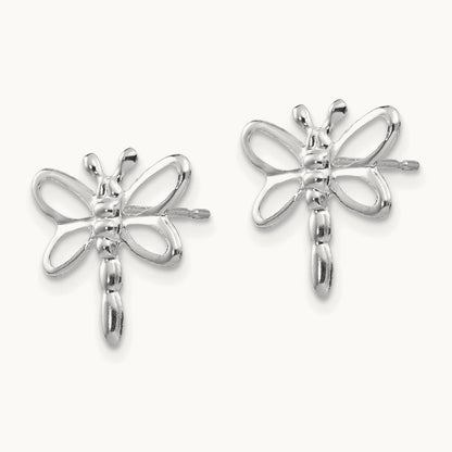 Madi K Polished Dragonfly Earrings, 14K White Gold