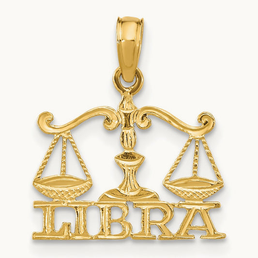 LIBRA Zodiac Charm — 14K Yellow Gold