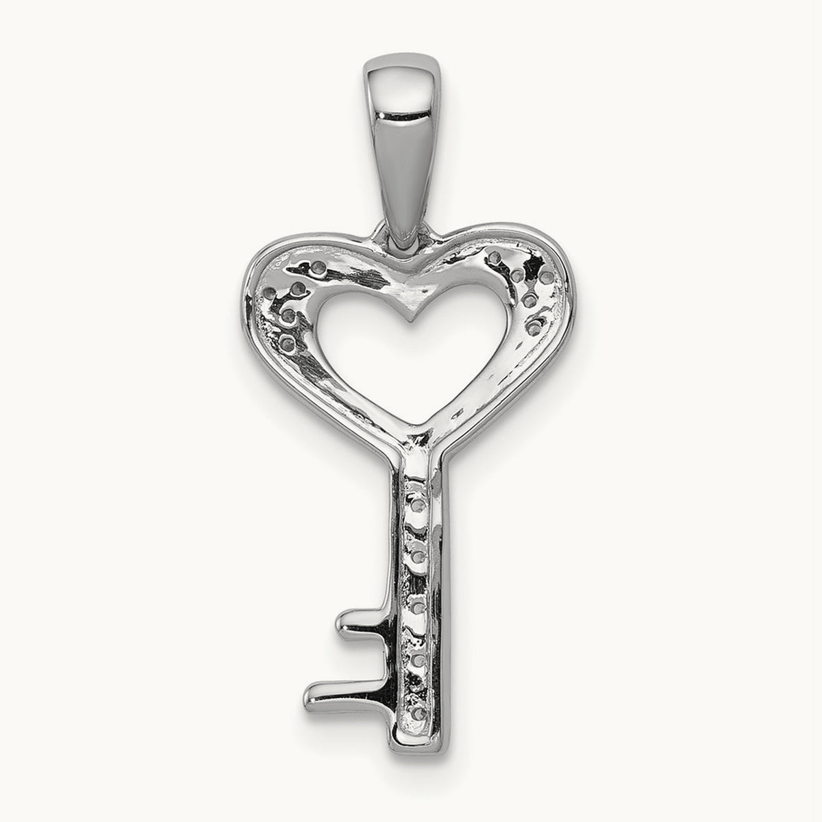 Diamond Heart Key Pendant — 22mm