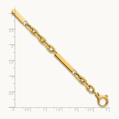Polished Fancy Chain with Bars 8in Bracelet, 14K
