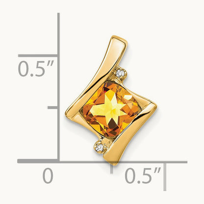 Citrine and Diamond Pendant — 14K Yellow Gold