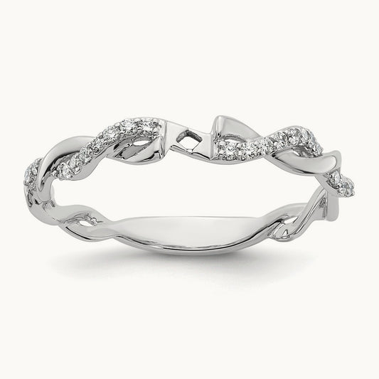 Semi-Mount Peg Set Criss Cross Engagement Ring, 0.10 ct tw Lab-Grown Diamond — 14K White Gold