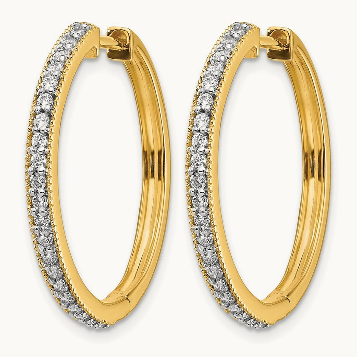 Hinged Hoop Earrings, 0.50 ct tw Lab-Grown Diamond — 14K Yellow Gold