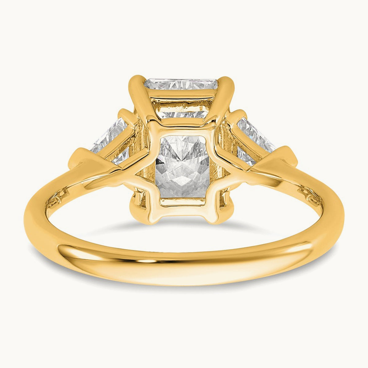 Radiant & Triangle Engagement Ring, 1.25-3.50 ct tw Lab-Grown Diamond — 2 1/2 ct, 14K Yellow Gold