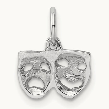 Solid Comedy/Tragedy Charm, 14K White Gold