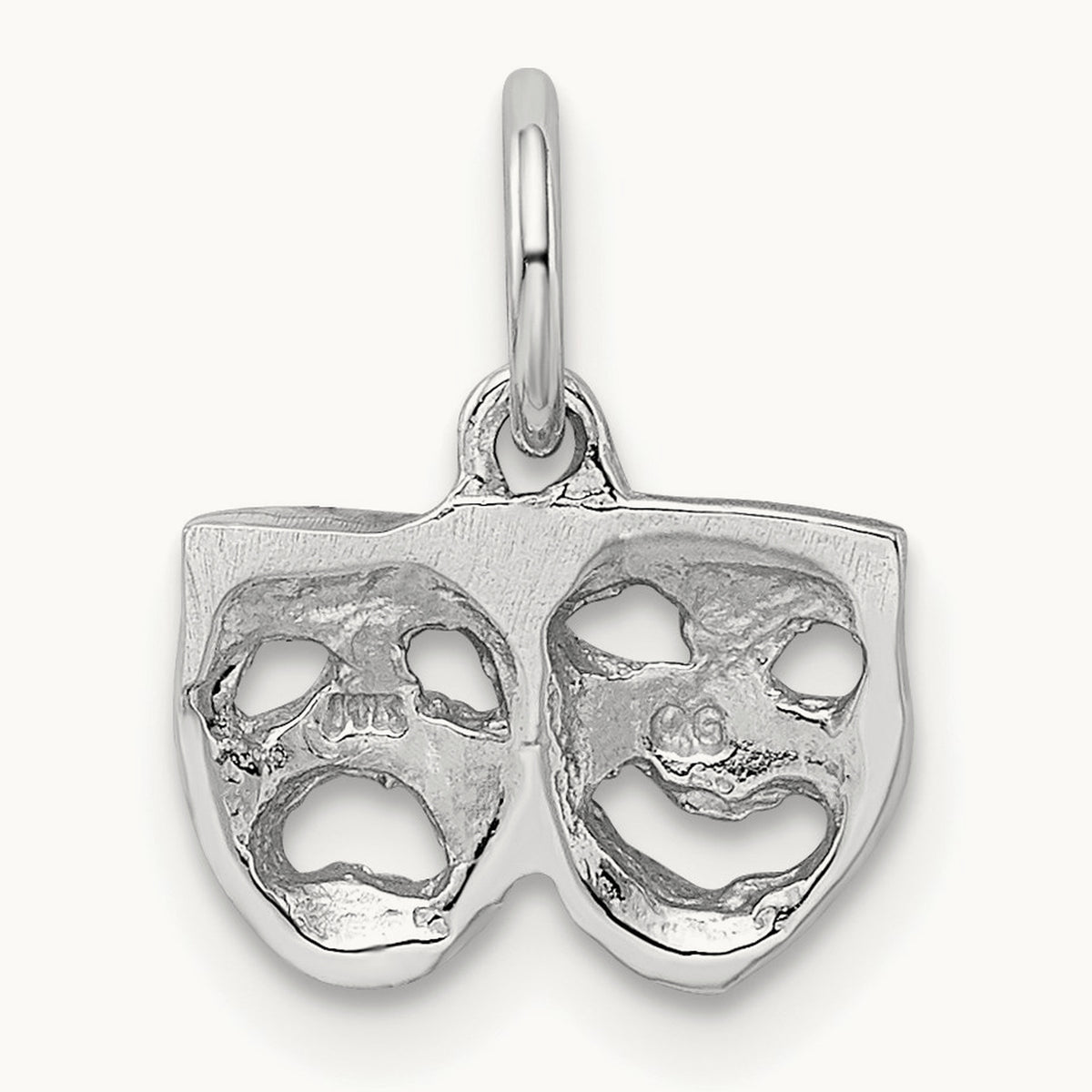 Solid Comedy/Tragedy Charm, 14K White Gold
