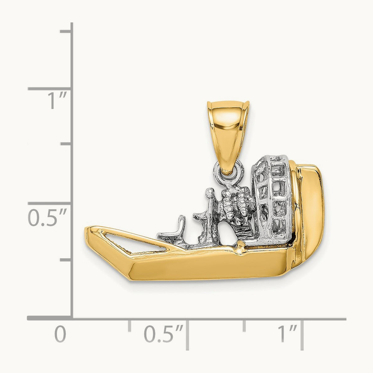 3-D Airboat Charm, 14K Two-tone