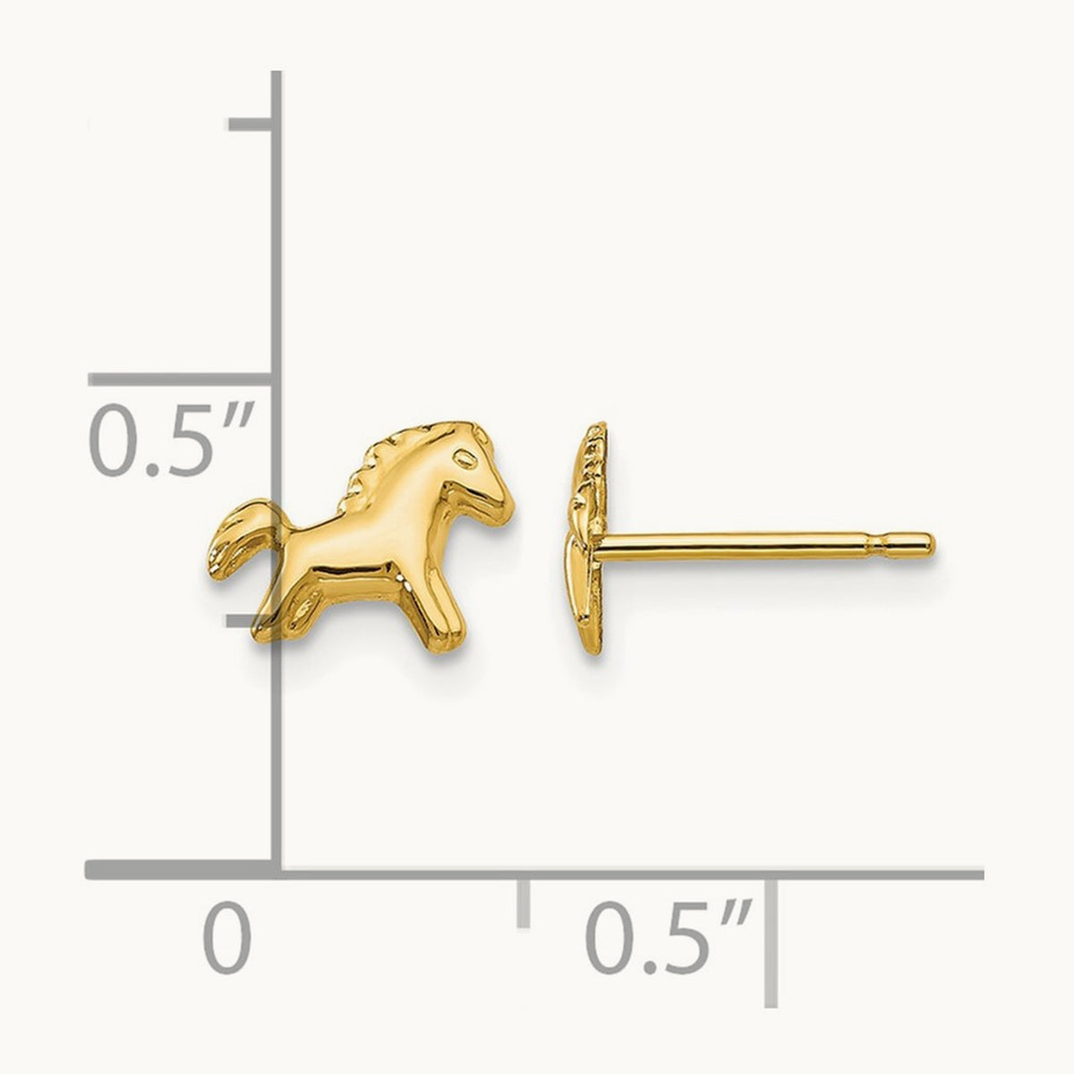 Polished Horse Post Earrings, 14K
